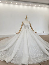 Two Piece Half Sleeves Beading Ball Gown Crystal Huate Couture Wedding Dress